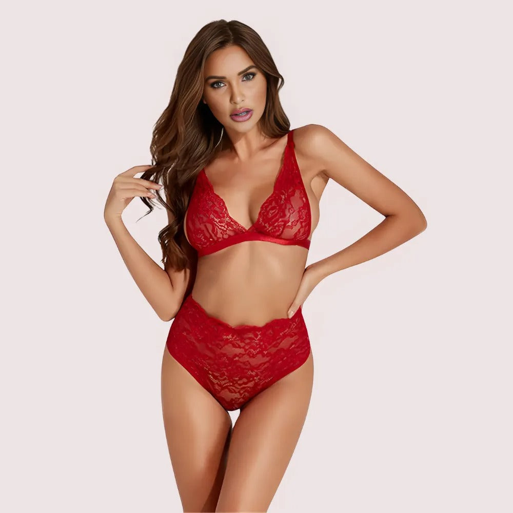 Stretch lace sexy bra set
