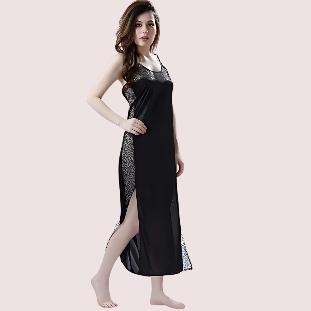 Elegant Lace Black Nightgown for moments