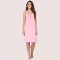 Stylish Knee-Length Pink Satin Nighty