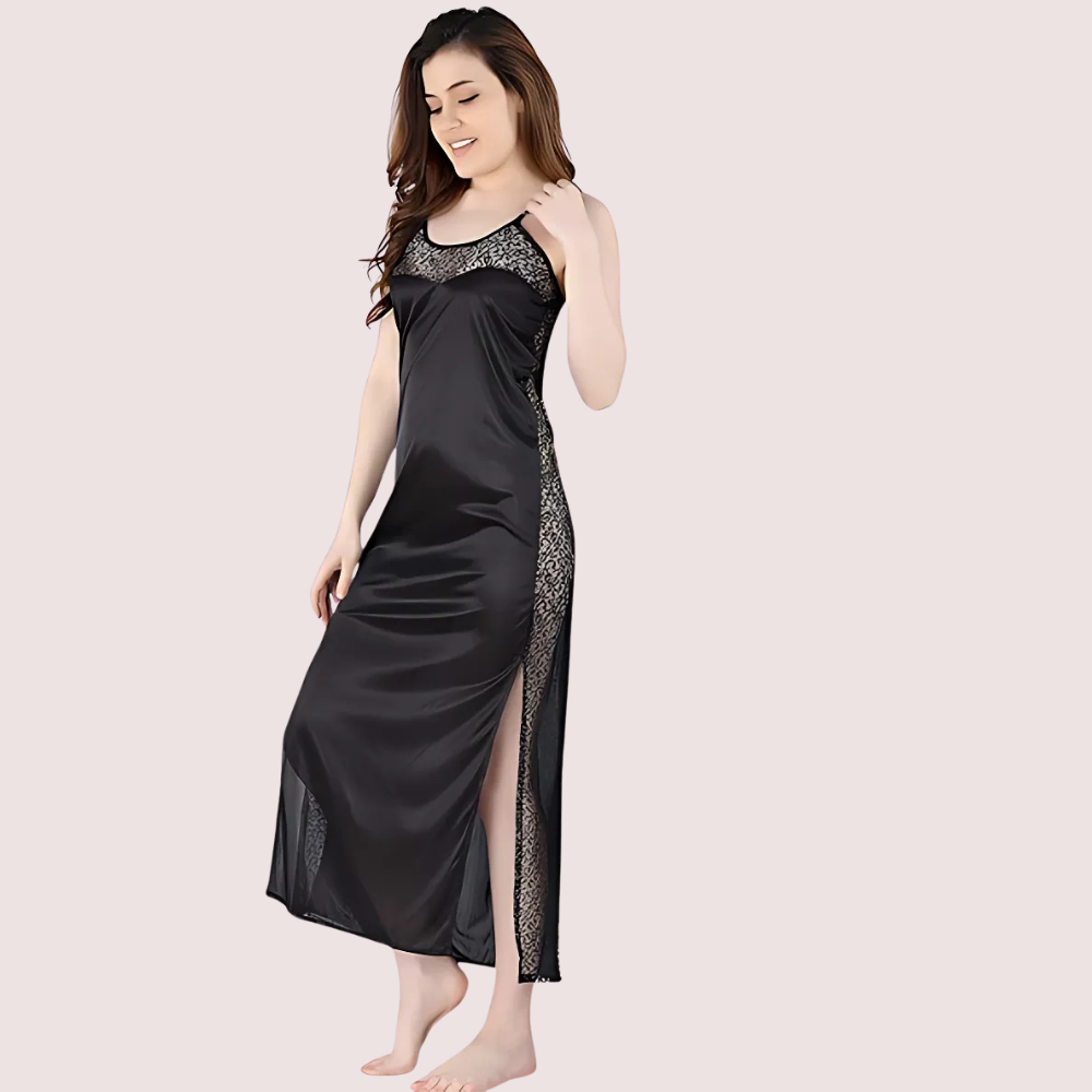 Elegant Lace Black Nightgown for moments