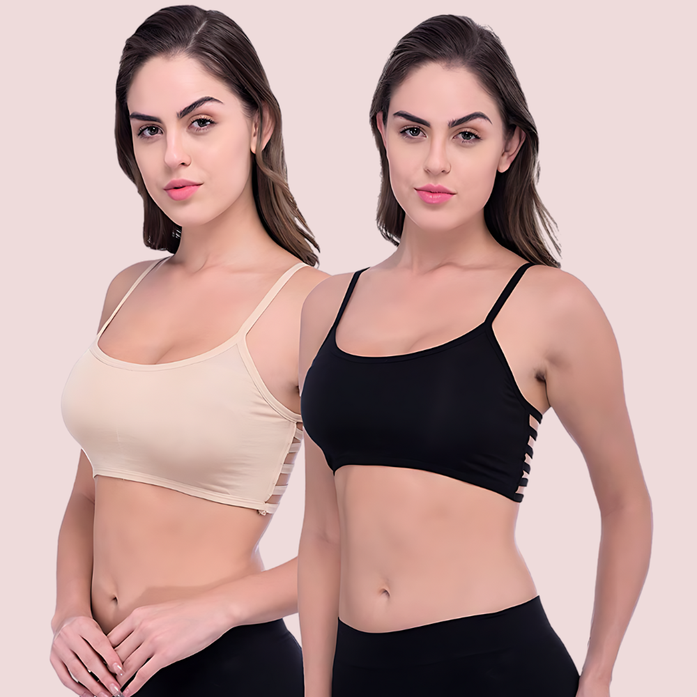 Pack Of 2 Sexy Back Stripe Bralette Bra