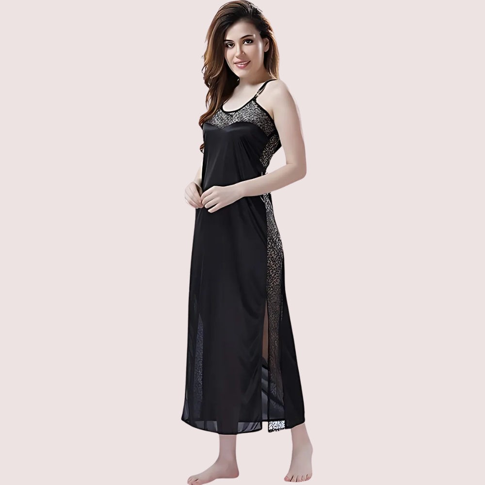 Elegant Lace Black Nightgown for moments