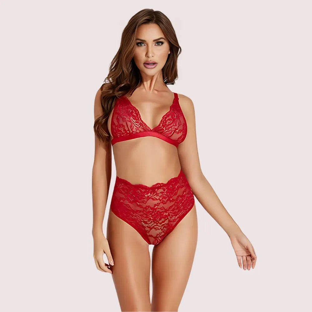 Stretch lace sexy bra set
